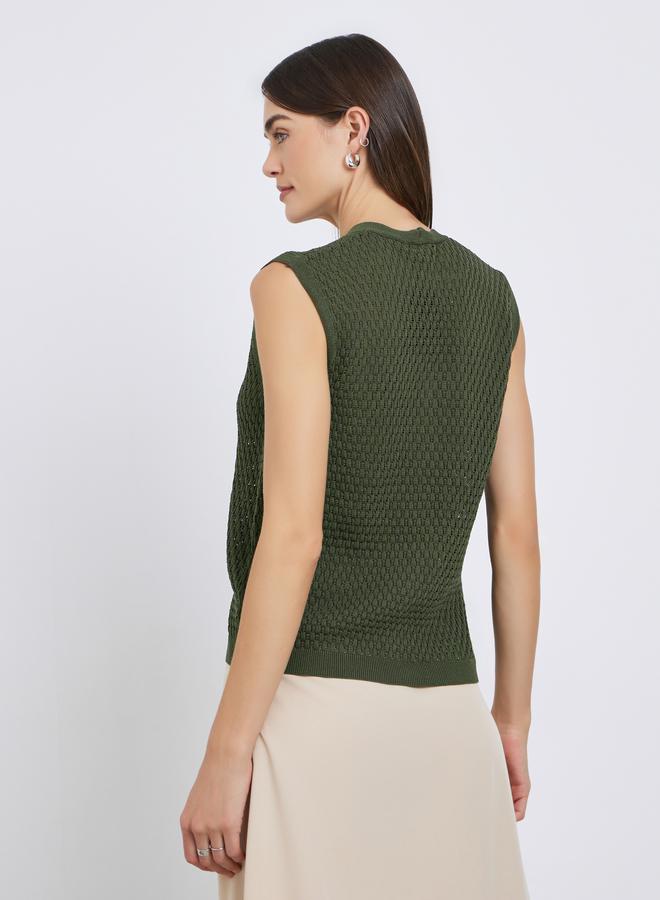 ستايلي بلوزة محبوكة بدون أكمام - Image 4